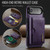 iPhone Air DG.MING M6 Series RFID Tri-fold Card Bag Removable Leather Phone Case - Purple
