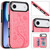 iPhone Air Double Buckle Butterfly Embossing PU Phone Case - Pink