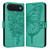 iPhone Air Embossed Butterfly Leather Phone Case - Green