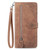 iPhone Air Embossed Flower Zipper Leather Phone Case - Brown
