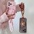 iPhone Air Floral Holder TPU Phone Case with PU Buckle Lanyard - Pink