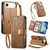 iPhone Air Flowers Leaves Zipper Wallet Leather Phone Case with Strap - Brown