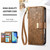 iPhone Air Flowers Leaves Zipper Wallet Leather Phone Case with Strap - Brown