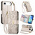 iPhone Air Flowers Leaves Zipper Wallet Leather Phone Case with Strap - Khaki