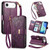 iPhone Air Flowers Leaves Zipper Wallet Leather Phone Case with Strap - Purple