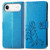 iPhone Air Four-leaf Clasp Embossed Buckle Leather Phone Case - Blue