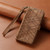 iPhone Air Geometric Zipper Wallet Side Buckle Leather Phone Case - Brown
