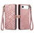 iPhone Air Geometric Zipper Wallet Side Buckle Leather Phone Case - Pink