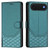 iPhone Air Honeycomb Embossing RFID Leather Phone Case - Peacock Green