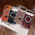 iPhone Air Ink Rhythm Colorful Shell Pattern TPU Hybrid IMD Phone Case with Glitter Holder - Wine Red