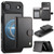 iPhone Air JEEHOOD J09 Buckle Card Bag MagSafe Magnetic Style RFID Leather Phone Case - Black