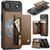iPhone Air JEEHOOD J12 Exquisite RFID MagSafe Zipper Card Bag Phone Case - Brown