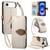 iPhone Air Leaf Buckle Zipper Wallet Leather Phone Case with Strap - off-white