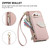 iPhone Air Leaf Buckle Zipper Wallet Leather Phone Case with Strap - Pink