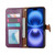 iPhone Air Leaf Buckle Zipper Wallet Leather Phone Case with Strap - Purple