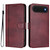 iPhone Air Line Splicing Buckle Retro Leather Phone Case - Wine Red