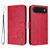 iPhone Air Litter Panda Embossing RFID Leather Phone Case with Lanyard - Rose Red