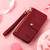 iPhone Air Love Zipper Lanyard Leather Phone Case - Red