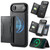 iPhone Air MAGKING K4 Series MagSafe RFID Tri-fold Card Bag Detachable Phone Case - Black