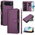 iPhone Air Magnetic Closure 9 Card Slots Zipper Leather Case with Hand Strap - Purple