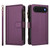 iPhone Air Magnetic Closure 9 Card Slots Zipper Leather Case with Hand Strap - Purple