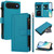 iPhone Air Magnetic Closure 9 Card Slots Zipper Leather Case with Hand Strap - Turquoise