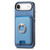 iPhone Air Retro Cross Leather Card Bag MagSafe Phone Case - Blue