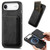 iPhone Air Retro Leather Card Bag Magnetic Phone Case - Black