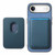 iPhone Air Retro Magsafe Card Bag PU Back Cover Phone Case - Blue