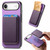 iPhone Air Retro Magsafe Card Bag PU Back Cover Phone Case - Purple