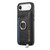 iPhone Air Retro Magsafe Cross Leather Ring Holder Card Bag Phone Case - Black