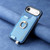 iPhone Air Retro Magsafe Cross Leather Ring Holder Card Bag Phone Case - Blue