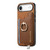 iPhone Air Retro Magsafe Cross Leather Ring Holder Card Bag Phone Case - Brown