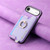 iPhone Air Retro Magsafe Cross Leather Ring Holder Card Bag Phone Case - Purple