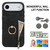 iPhone Air Retro Ring and Zipper RFID Card Slot Phone Case - Black
