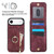 iPhone Air Retro Ring and Zipper RFID Card Slot Phone Case - Wine Red