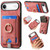 iPhone Air Retro Splitable Magnetic Card Bag Leather Phone Case - Pink