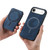 iPhone Air Retro Splitable Magnetic Stand Card Bag Leather Phone Case - Blue