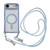 iPhone Air Rhinestone Clear Acrylic Electroplated Magnetic Phone Case with Neck Lanyard - Blue