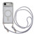 iPhone Air Rhinestone Clear Acrylic Electroplated Magnetic Phone Case with Neck Lanyard - Silver