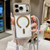 iPhone Air Rhinestone Clear Acrylic Electroplated Magnetic Phone Case with Neck Lanyard - Silver