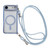 iPhone Air Rhinestone Clear Acrylic Electroplated Magnetic Phone Case with Right-Side Crossbody Lanyard - Blue
