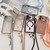 iPhone Air Rhinestone Clear Acrylic Electroplated Magnetic Phone Case with Right-Side Crossbody Lanyard - Blue