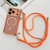 iPhone Air Rhinestone Clear Acrylic Electroplated Magnetic Phone Case with Right-Side Crossbody Lanyard - Orange