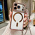 iPhone Air Rhinestone Clear Acrylic Electroplated Magnetic Phone Case with Right-Side Crossbody Lanyard - Pink
