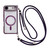 iPhone Air Rhinestone Clear Acrylic Electroplated Magnetic Phone Case with Right-Side Crossbody Lanyard - Purple