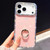 iPhone Air Rhinestone Ring Holder Dual-side IMD PC Hybrid TPU Phone Case - Glitter Light Pink