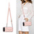 iPhone Air Rhombic Texture Card Bag RFID Phone Case with Long Lanyard - Rose Gold