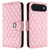 iPhone Air Rhombic Texture Flip Leather Phone Case with Lanyard - Pink