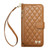 iPhone Air Rhombic Texture Zipper Wallet Metal Bow-knot Vegan Leather Phone Case with Strap - Brown